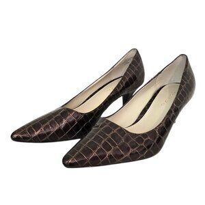 Cabrizi Holly Brown Croc Embossed Pumps Sz 9M